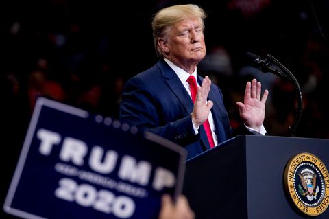 Donald Trump, Präsident der USA, spricht bei einer Wahlkampfkundgebung