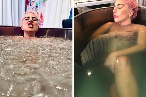 Lady Gaga in einer Eiswanne