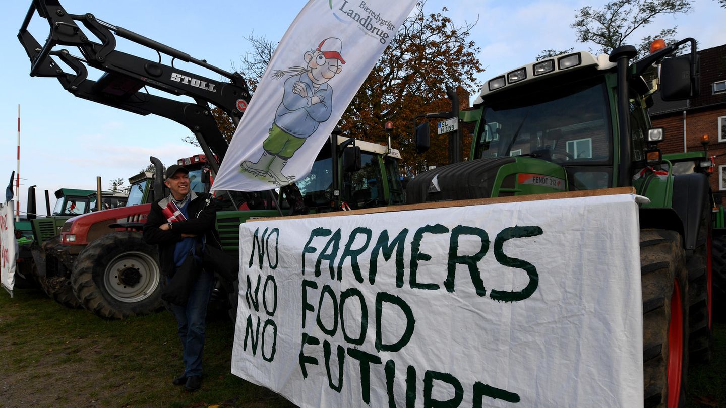 In Rendsburg sammelten sich am Morgen Landwirte zum Start ihrer Sternfahrt