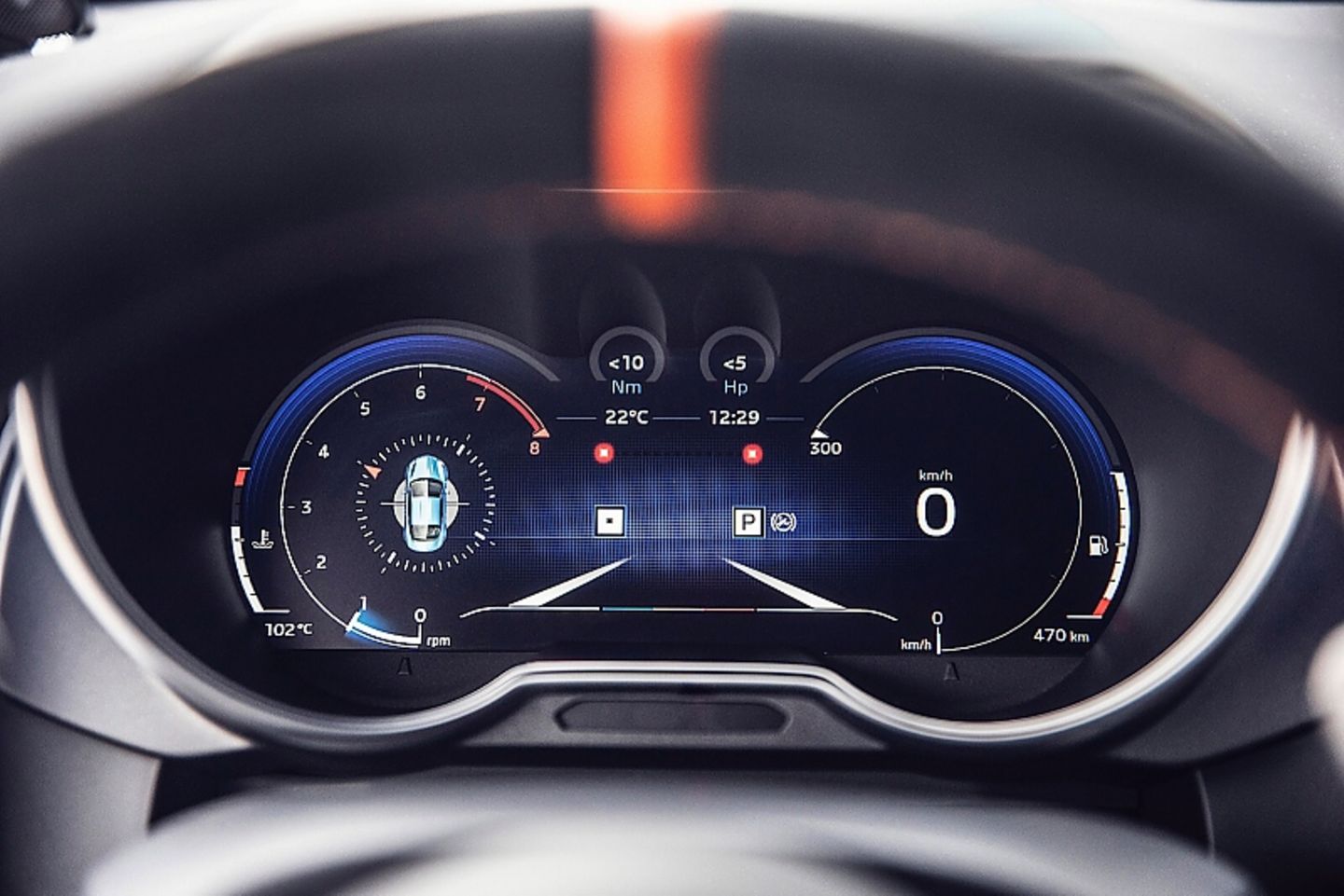 Je nach Fahrmodus verändert sich im Alpine A110S die digitale Anzeige