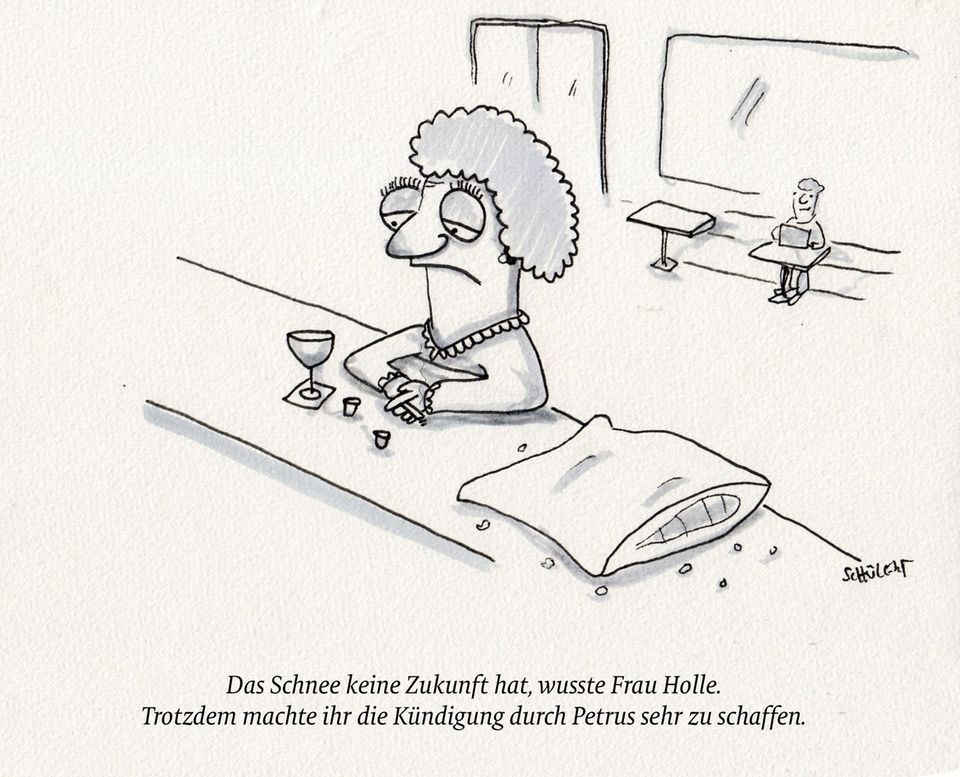 Cartoon: eine alte Dame sitzt am Tresen. Cartoon: eine alte Dame sitzt am Tresen.