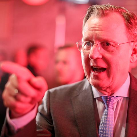 AfD-Spitzenkandidat Björn Höcke , Ministerpräsident Bodo Ramelow (Linke) nach der Landtagswahl in Thüringen