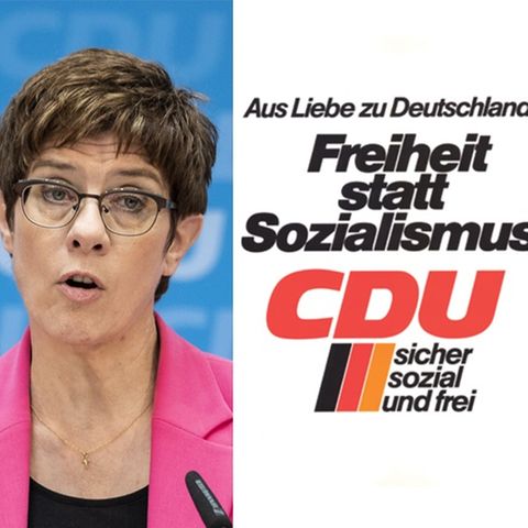 CDU-Parteichefin Annegret Kramp-Karrenbauer; CDUWhalplakat von 1976, Thüringer CDU-Spitzenkandidat Mike Mohring