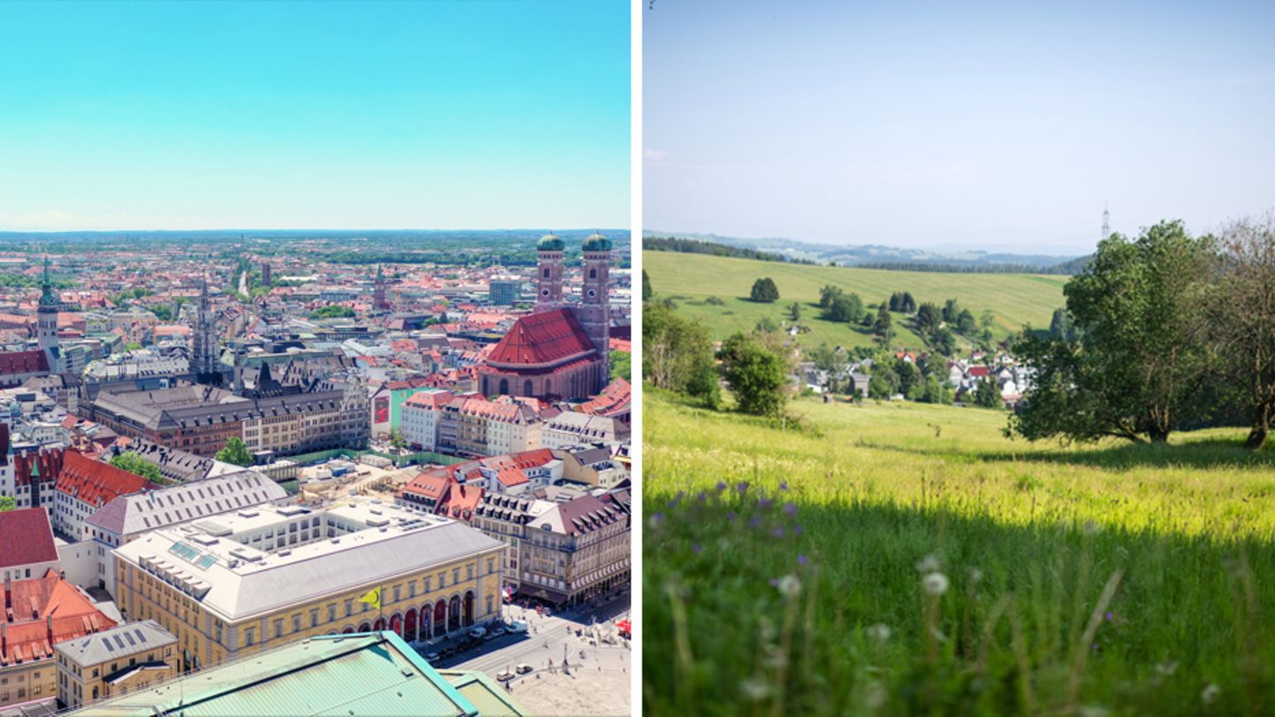Stadt versus Land: Ob man in der Münchner Innenstadt oder einem Dorf im Thüringer Wald wohnt, macht auch bei den Finanzen einen Unterschied