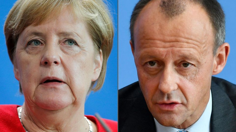 Die Bildcombo zeigt Kanzlerin Angela Merkel und den ehemaligen Ex-Unionsfraktionschef Friedrich Merz