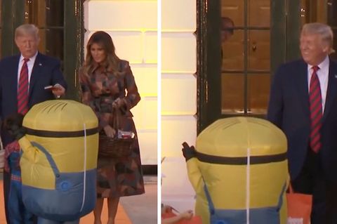 Donald und Melania Trump verteilen Süßigkeiten an Kinder