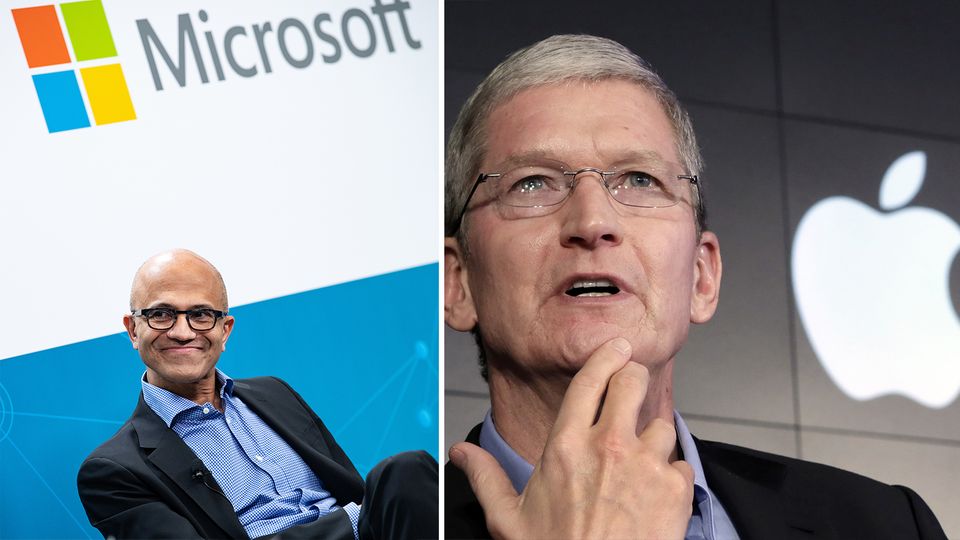 Microsoft-Chef Satya Nadella und Apple-CEO Tim Cook