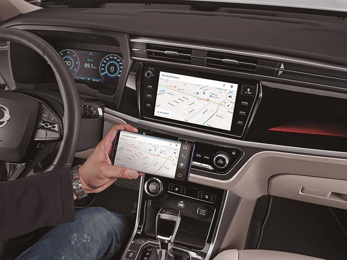 Steuerbar auch über das Smartphone: Das Infotainmentsystem-System des Ssangyong Korando