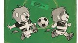 Ein beschwingter Marsch war "On the Ball" mit dem offiziellen Logo-Löwen, der lustig gegen den Ball tritt. Das Cover ist eher bieder, der Song sollte gute Laune machen.  45football.com