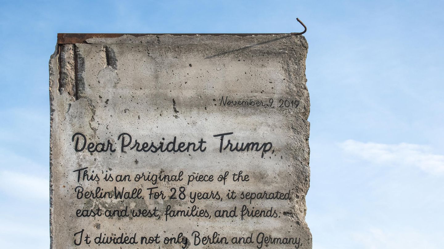 Das Stück der Berliner Mauer, auf dem der Brief geschrieben wurde