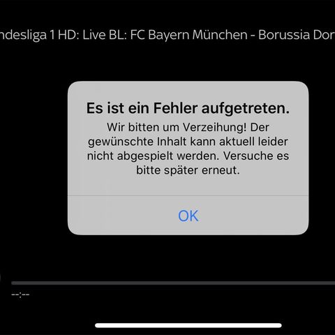 Screenshot: Fehlermeldung bei Videoübertragung