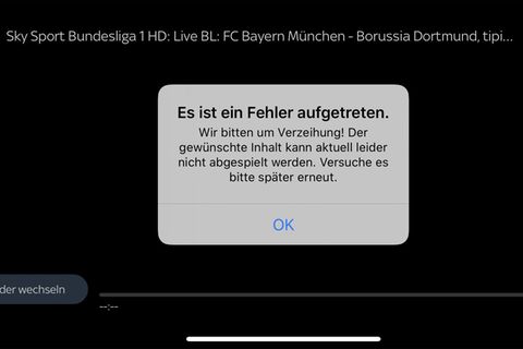Screenshot: Fehlermeldung bei Videoübertragung