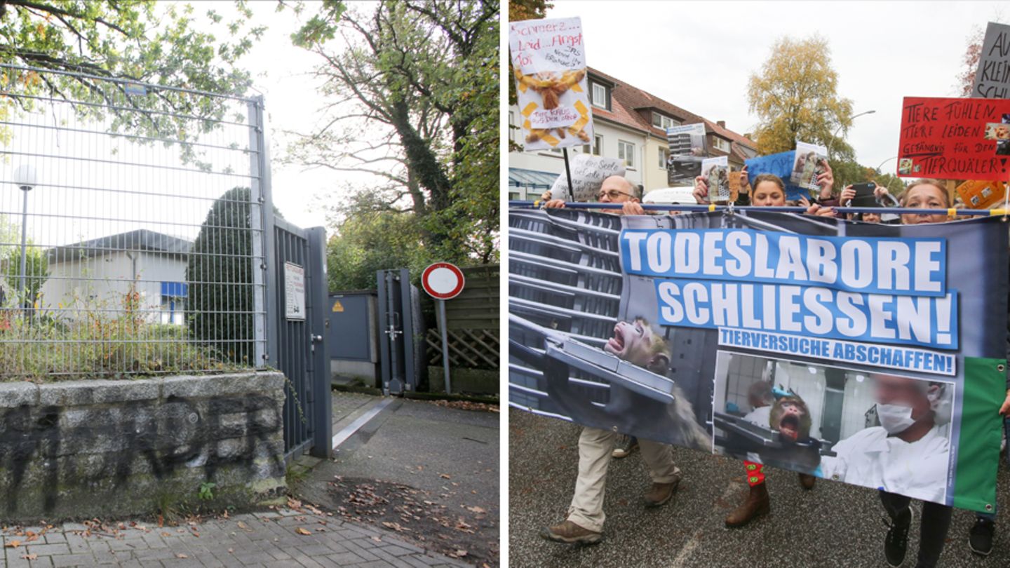 LPT-Zentrale in Hamburg; Demonstration gegen Tierversuche
