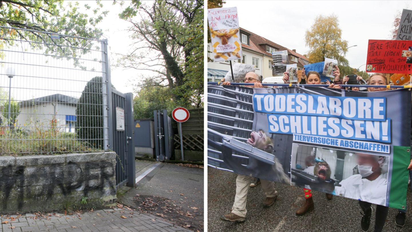 LPT-Zentrale in Hamburg; Demonstration gegen Tierversuche