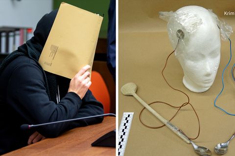 Angeklagter im Landgericht in München; Apparatur zur Verabreichung der Stromschläge