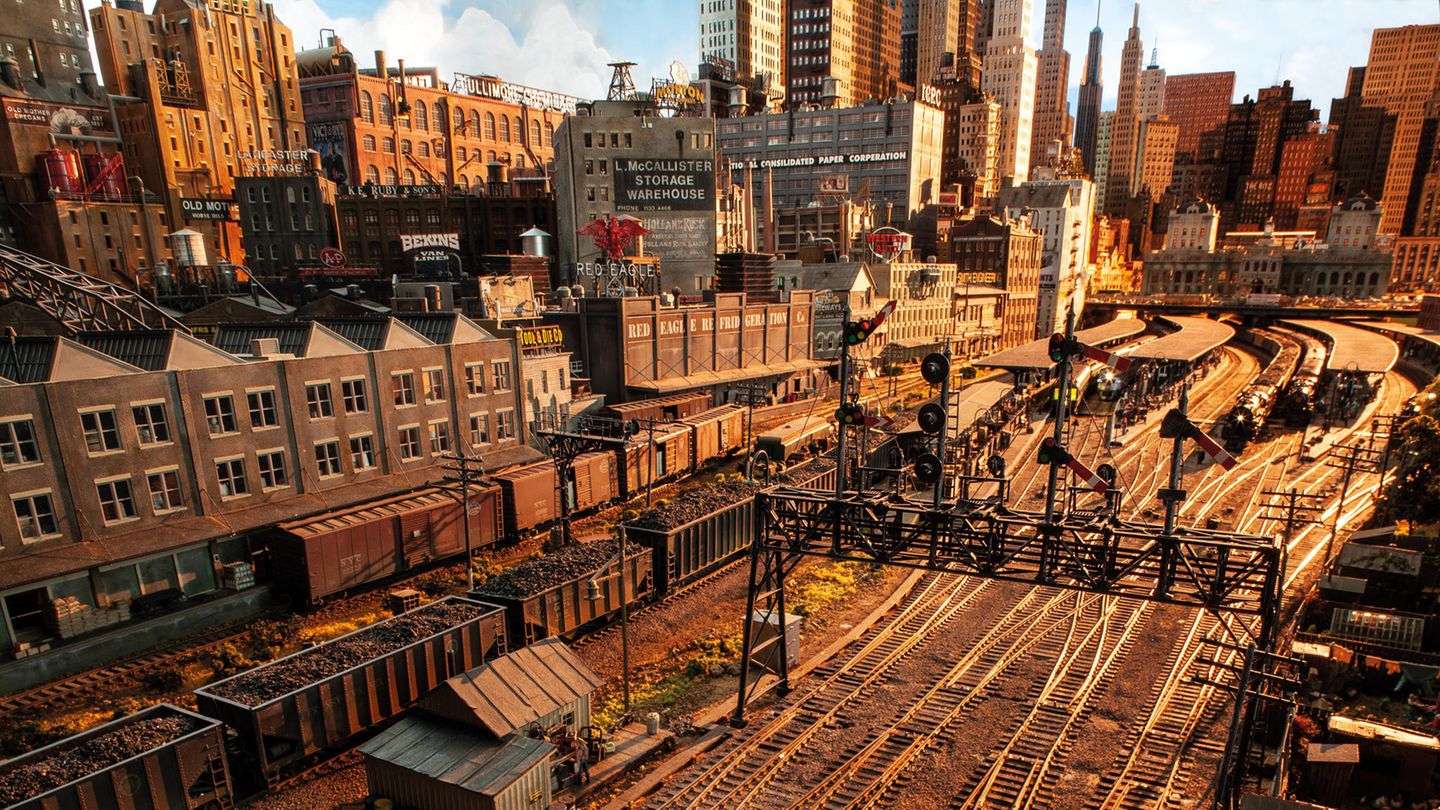 Gebäude, Bahntrassen und Fahrzeuge basieren auf dem Philadelphia der 1940er Jahre.