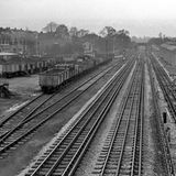 Die Aufnahme von 1962 zeigt das Depot von Highgate mit einem Kohlehof auf der linken Seite.
