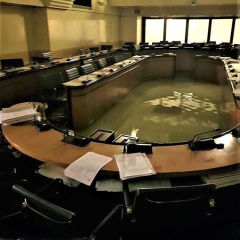 Der Sitzungssaal im Palazzo Ferro Fini stand am Mittwochabend etwa kniehoch unter Wasser