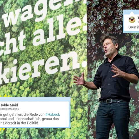 Auf dem Grünen-Parteitag hält Robert Habeck eine flammende Rede