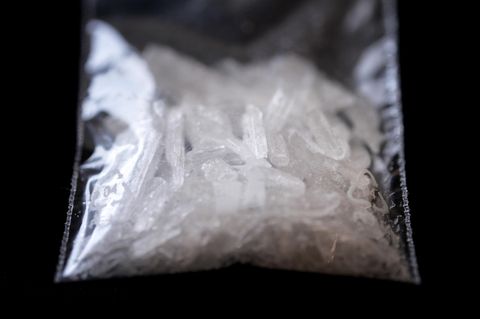 Ein Plastiktütchen mit Methamphetaminen