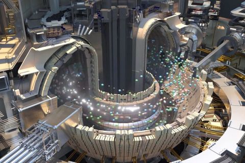 Ein Modell des Tokamak-Reaktors.