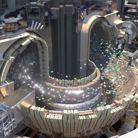 Ein Modell des Tokamak-Reaktors.