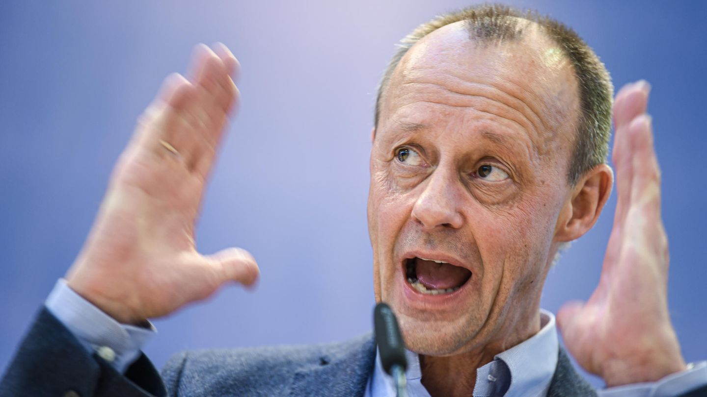 Friedrich Merz gestikuliert bei einer Rede