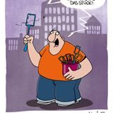 Mann ruft: "Ihr Beitrag gegen das Insektensterben ... kaputte Fliegenklatschen für 10 Euro das Stück"