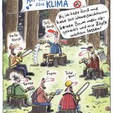 Axt- und Sägestreik fürs Klima in einem Wald. Ehemaliger Holzfäller Horst spricht mit der anonymen Forstarbeiterselbsthilfe