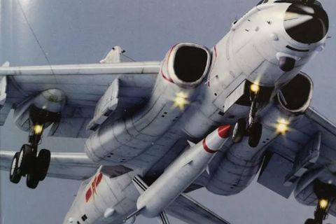 Chinesischer Flugzeugbomber Typo H-6N mit montierter ballistischer Rakete