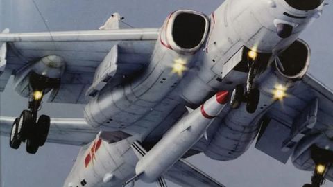 Chinesischer Flugzeugbomber Typo H-6N mit montierter ballistischer Rakete