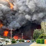Ein außer Kontrolle geratenes Buschfeuer bedroht den Ort Harrington, gut 330 Kilometer nordöstlich von Sydney