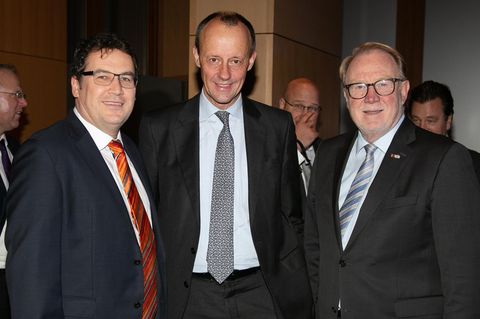 Christian von Stetten, Chef des Parlaments-Mittelstands, Friedrich Merz und Hans Michelbach