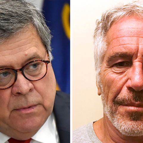 US-Justizminister William Barr (l.) und der verstorbene Sexualstraftäter Jeffrey Epstein