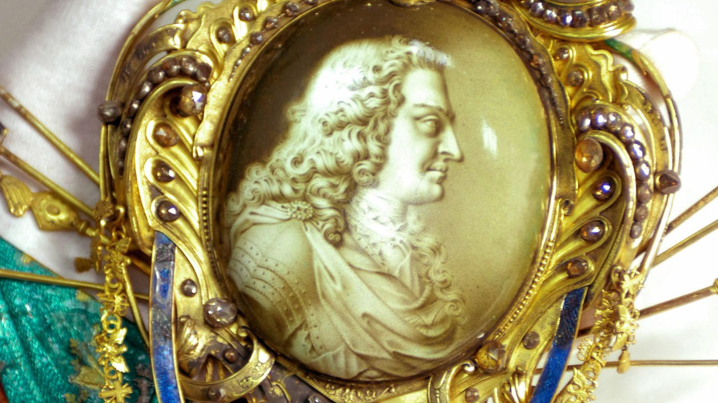 August der Starke auf einer Miniatur von 1722 aus dem Grünen Gewölbe