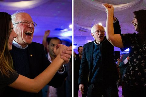Bernie Sanders tanzt ausgelassen mit Anhängern in New Hampshire