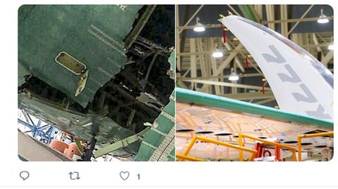 Kaputte Flugkabine einer Boing 777X