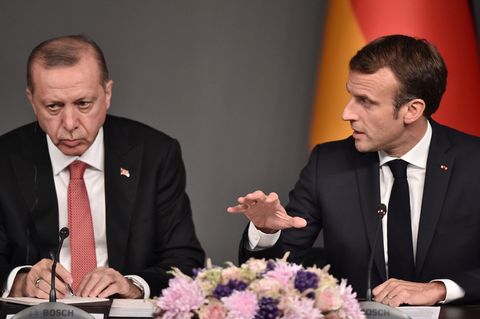 Der türkische Präsident Recep Tayyip Erdogan (l.) und sein französischer Amtskollege Emmanuel Macron