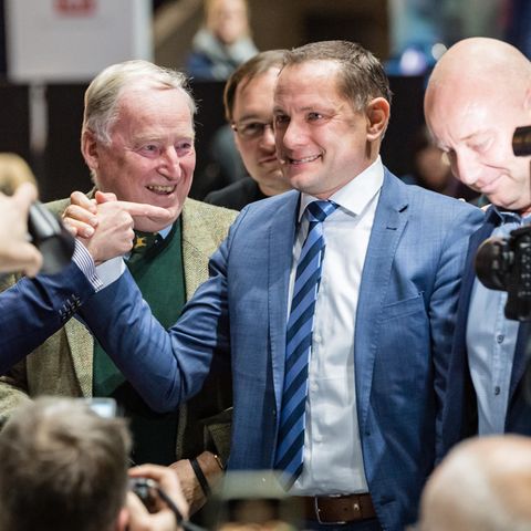 Alexander Gauland (2. v. l.) und Tino Chrupalla (M.)