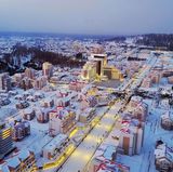 Samjiyon nennt sich die nach jahrelange Bauarbeiten entstandene Stadt mit angeblich Wohnungen für 400 Familien.
