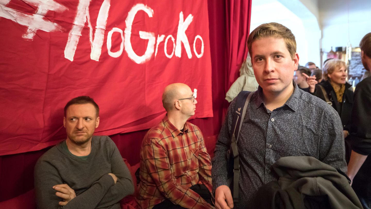 Dieses Bild stammt vom Februar 2018. Damals machte Kevin Kühnert in seiner "No Groko"-Tour massiv Stimmung gegen die Bildung des Regierungsbündnisses aus Union und SPD.