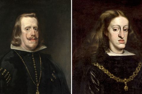 Philipp IV. und Karl II. zeigen den Habsburger Kiefer