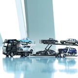 Sieger Kategorie K   Sammeln: 1:18 aktuell  Mercedes Actros Eurolohr-Autotransporter  NZG, Preis: 689 Euro