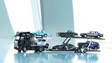 Sieger Kategorie K   Sammeln: 1:18 aktuell  Mercedes Actros Eurolohr-Autotransporter  NZG, Preis: 689 Euro