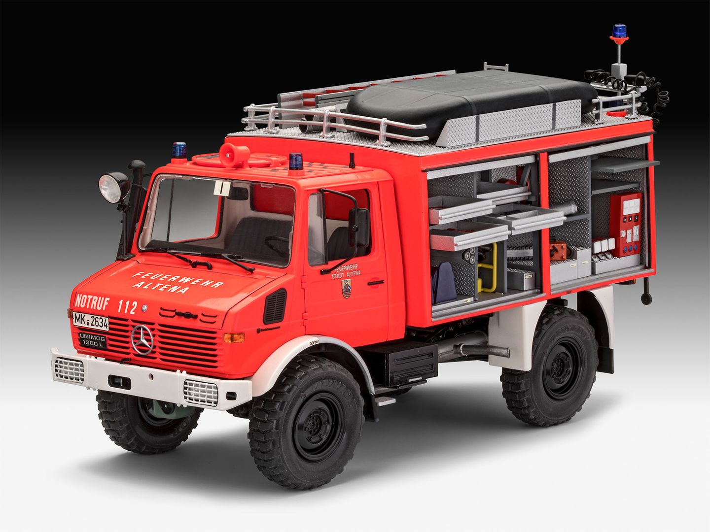 Sieger Kategorie P   Modellbau: 1:24/25 Nutzfahrzeuge  Unimog RW1  Revell, Preis: 69,99 Euro
