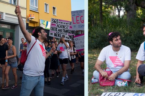Junger Mann bei einer Demo