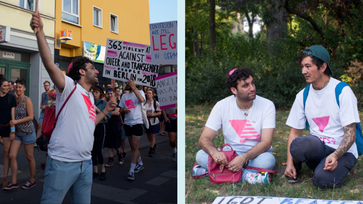 Junger Mann bei einer Demo