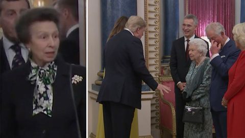 Queen Elisabeth die Zweite begrüßt US-Präsident Donald Trump und First Lady Melania Trump.