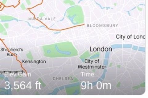 Landkarte von London mit Route in Form eines Rentiers