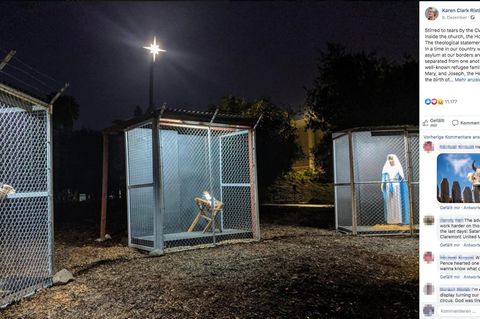 Krippe in Claremont: Jesus, Maria und Josef in Käfigen